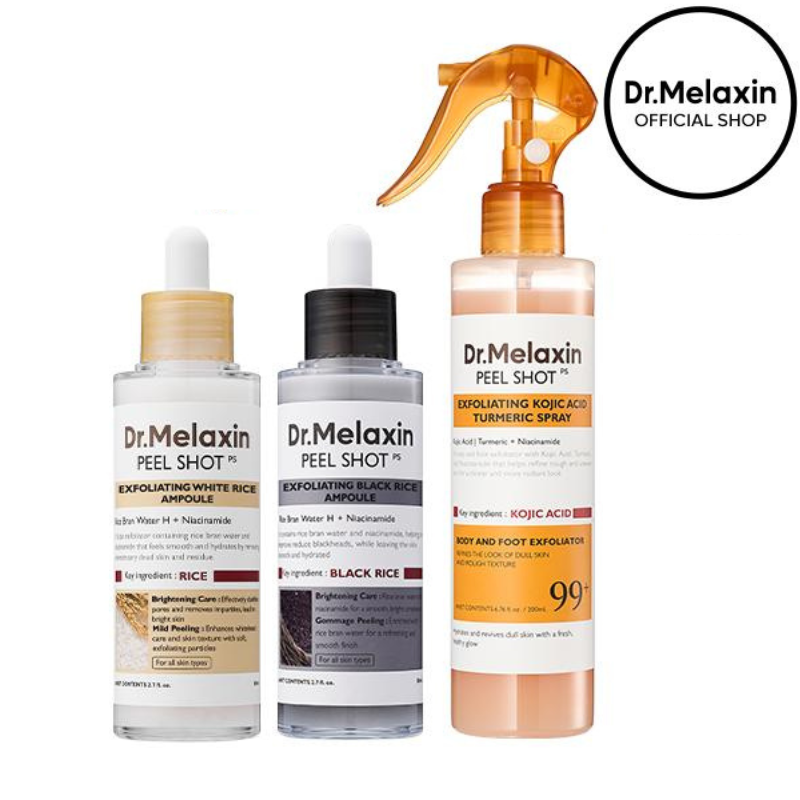 Body & Face Peel Shot Duo - Rice Peel Glow Ampoule & Kojic Acid Turmeric Spray