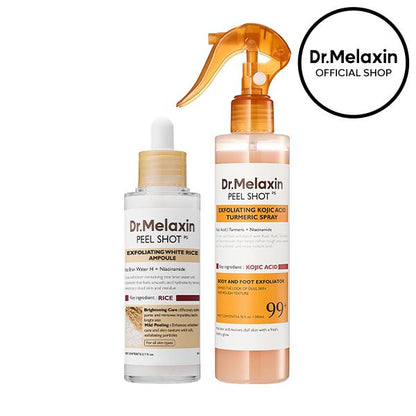 Body & Face Peel Shot Duo - Rice Peel Glow Ampoule & Kojic Acid Turmeric Spray